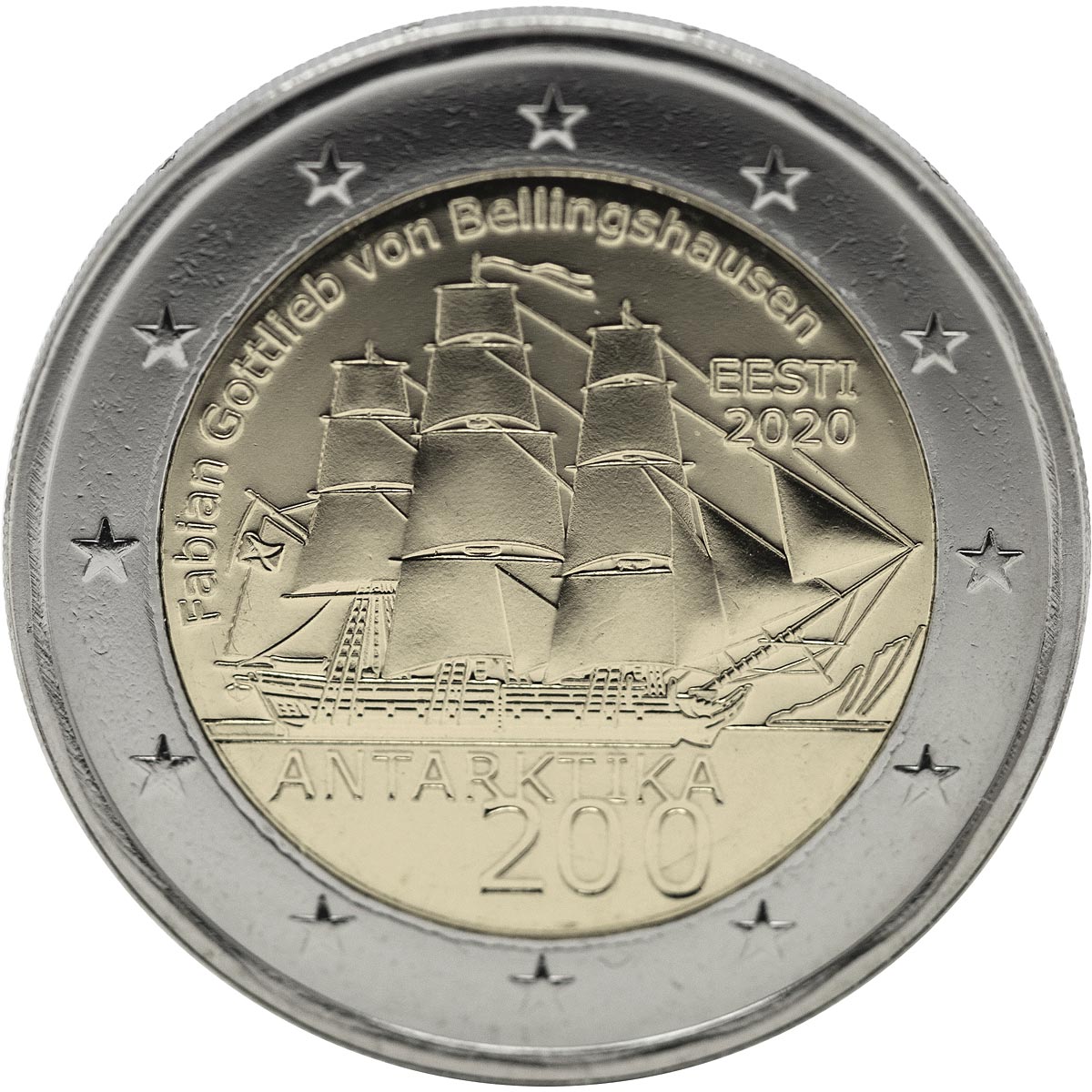 Image of 2 euro coin - 200th Anniversary of the First Antarctic Expedition | Estonia 2020