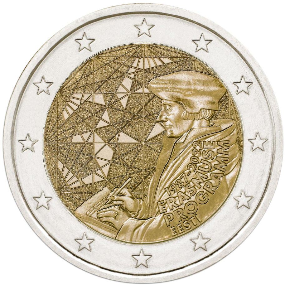 Image of 2 euro coin - 35th Anniversary of the Erasmus Programme | Estonia 2022