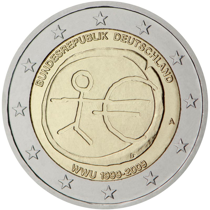 Image of 2 euro coin - 10th Anniversary of the Introduction of the Euro | Eurozone 2009