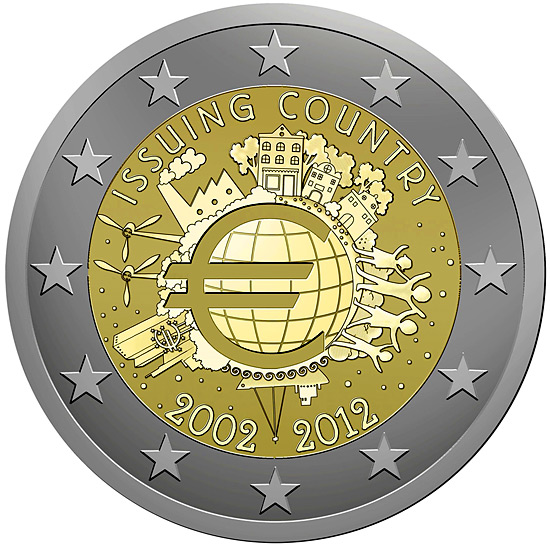 Image of 2 euro coin - Ten years of euro  | Eurozone 2012