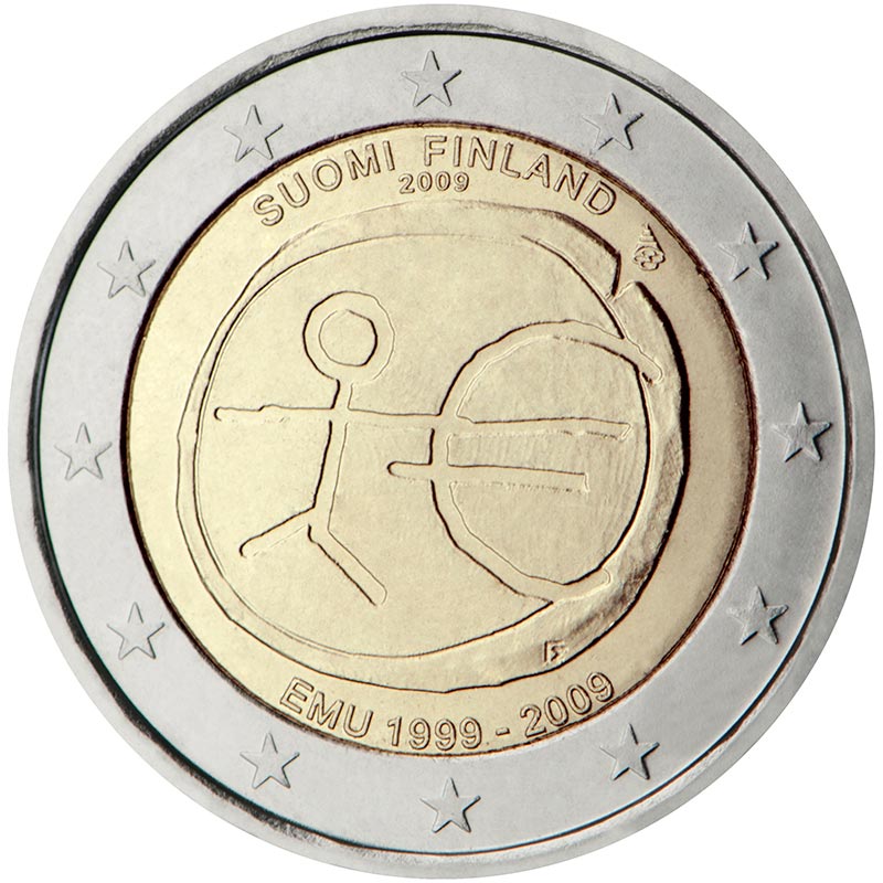 Image of 2 euro coin - 10th Anniversary of the Introduction of the Euro | Finland 2009