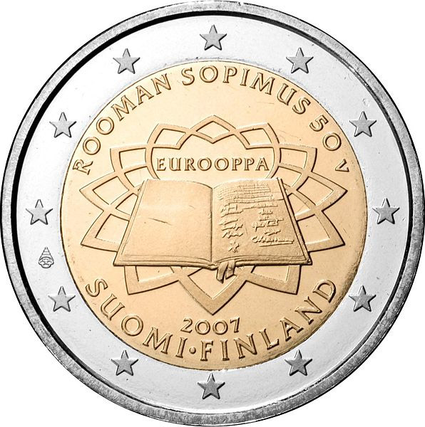 Image of 2 euro coin - 50th Anniversary of the Treaty of Rome | Finland 2007