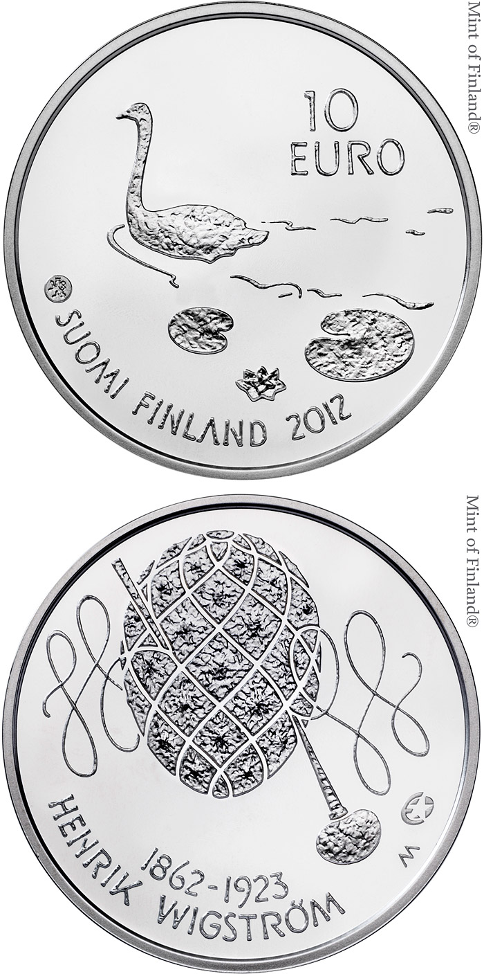 Image of 10 euro coin - 150th anniversary of the birth of Henrik Wigström  | Finland 2012