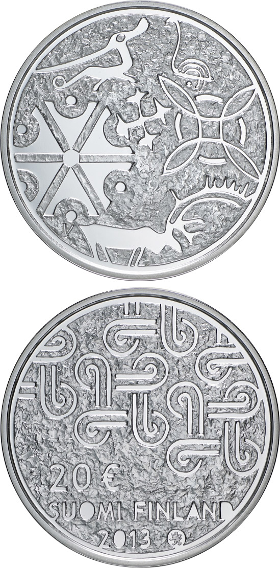 Image of 20 euro coin - Multiculturalism | Finland 2013.  The Silver coin is of Proof, BU quality.