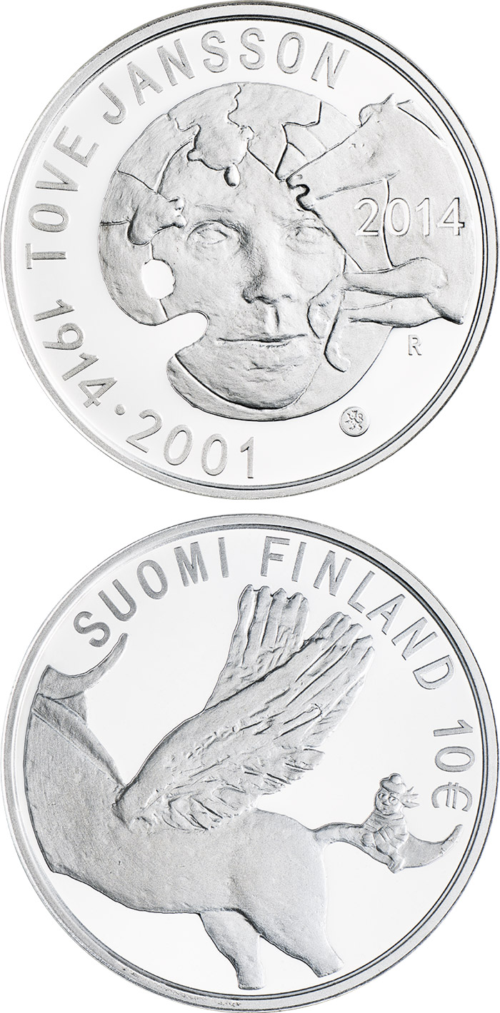 Image of 10 euro coin - 100th Anniversary of the Birth of Tove Jansson | Finland 2014