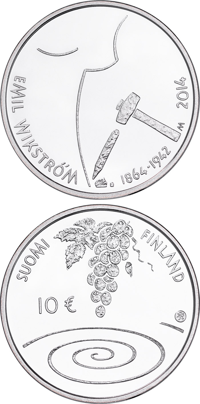 Image of 10 euro coin - 400th Anniversary of the Birth of Emil Wikström | Finland 2014