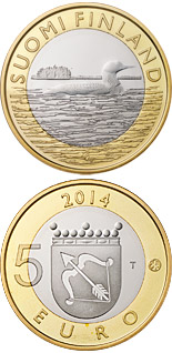 5 euro coin Animals of the Provinces – Savonia: The black-throated loon | Finland 2014