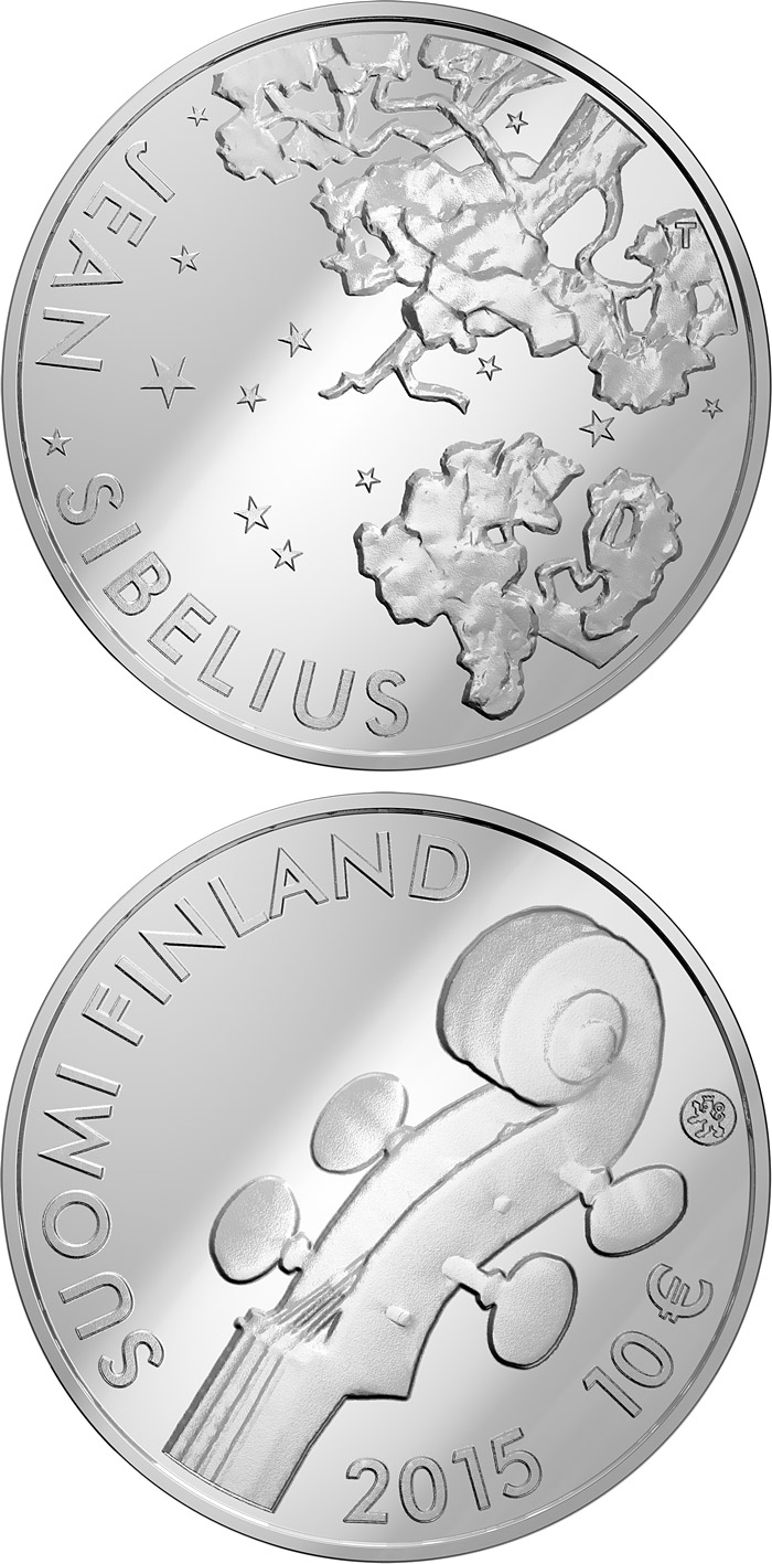 Image of 10 euro coin - 150th Anniversary of the Birth of Jean Sibelius | Finland 2015
