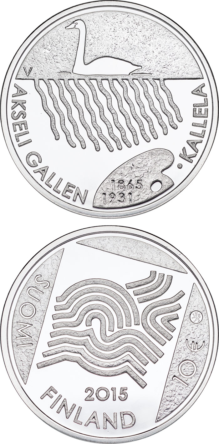 Image of 10 euro coin - 150th Anniversary of the Birth of Akseli Gallen-Kallela | Finland 2015