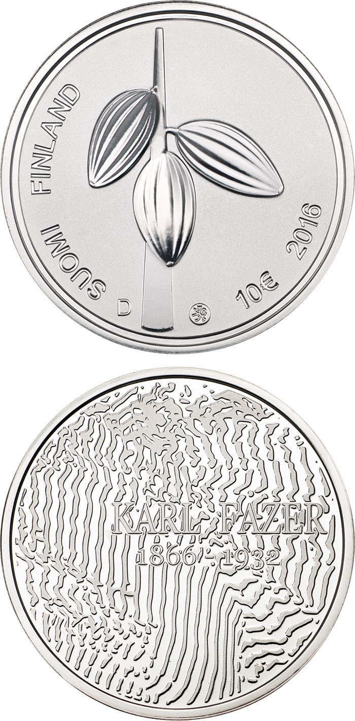 Image of 10 euro coin - 150th Anniversary of the Birth of Karl Fazer | Finland 2016