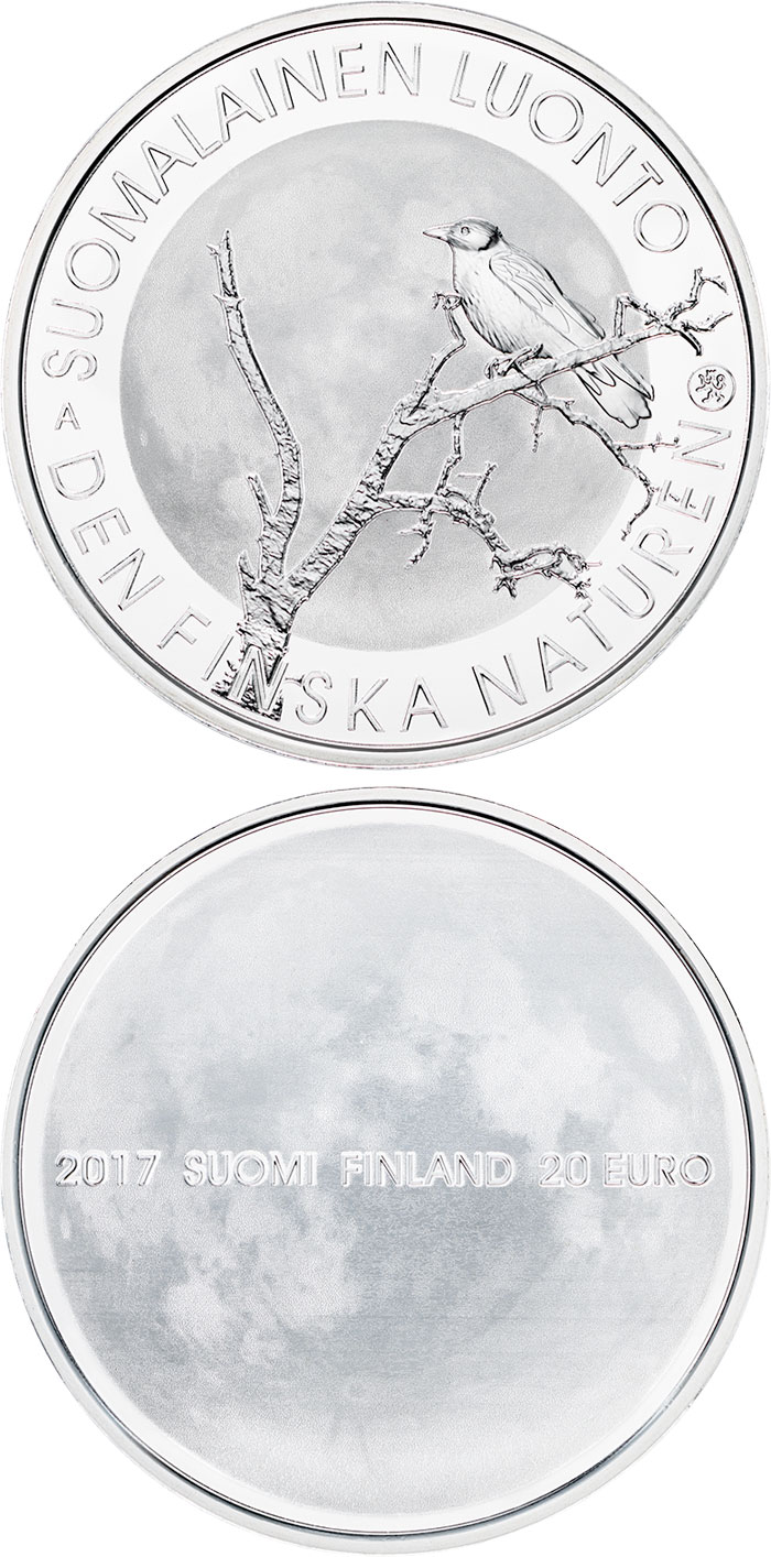 Image of 20 euro coin - Finnish nature | Finland 2017.  The Silver coin is of Proof, BU quality.