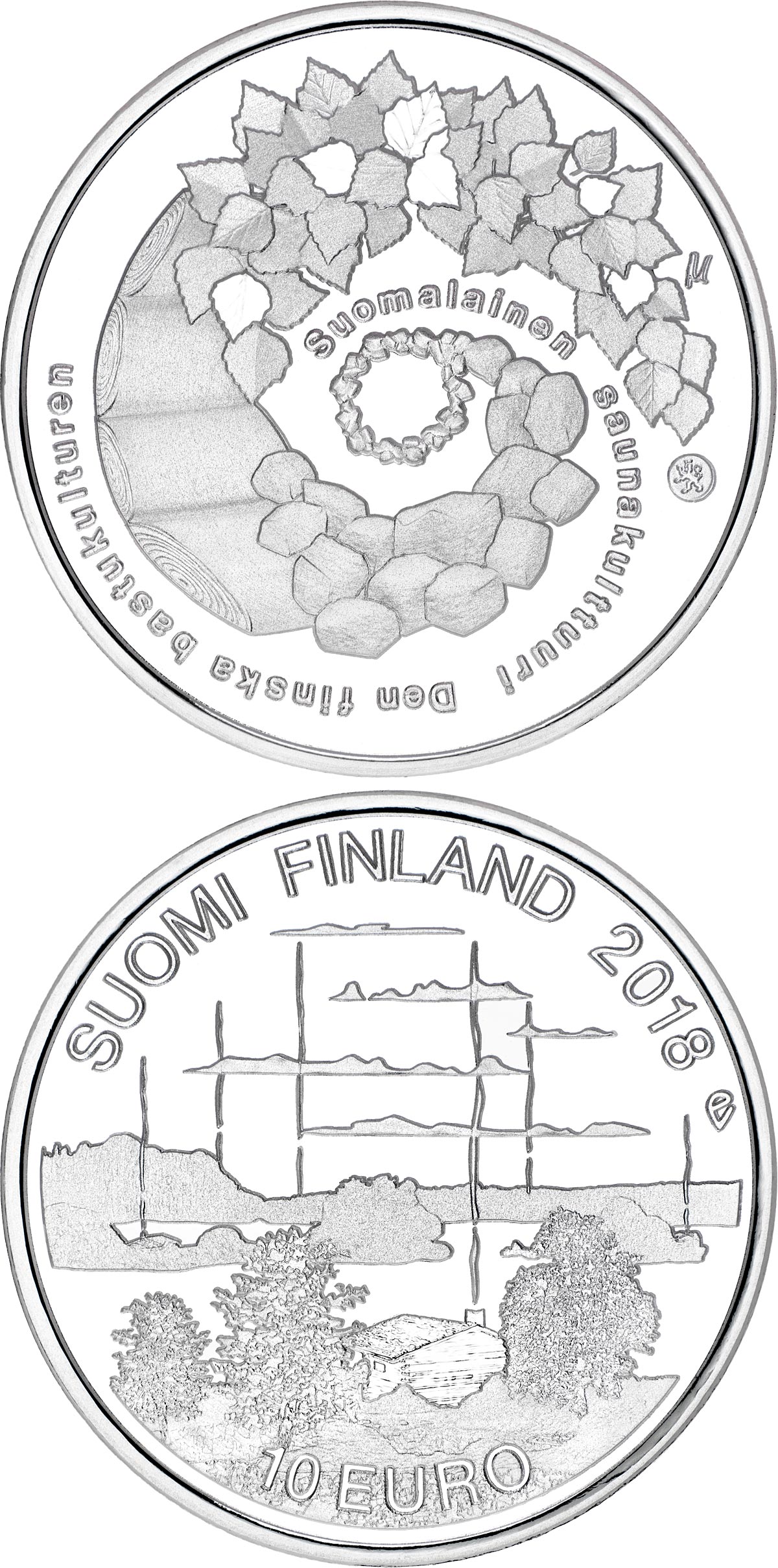 Image of 10 euro coin - Finnish sauna culture | Finland 2018