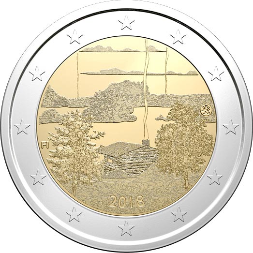 Image of 2 euro coin - Finnish sauna culture | Finland 2018
