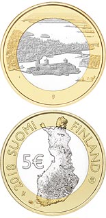 5 euro coin Olavinlinna Castle and Lake Pihlajavesi | Finland 2018