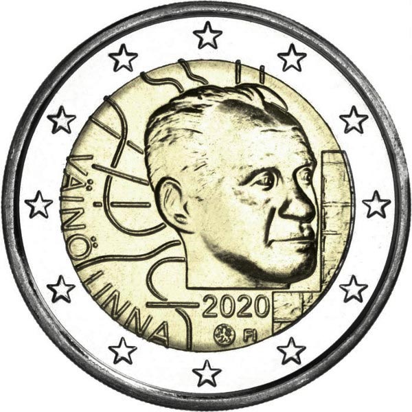 Image of 2 euro coin - 100th Anniversary of the Birth of Väinö Linna | Finland 2020