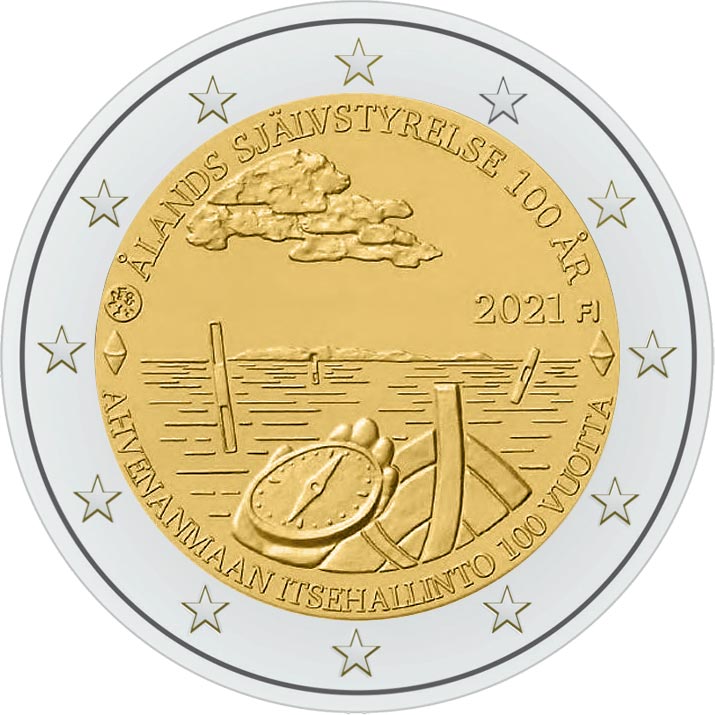 Image of 2 euro coin - Åland Autonomy 100 years | Finland 2021