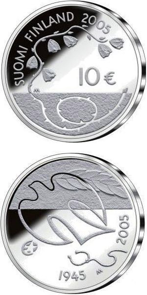 Image of 10 euro coin - 60 Years of Peace  | Finland 2005