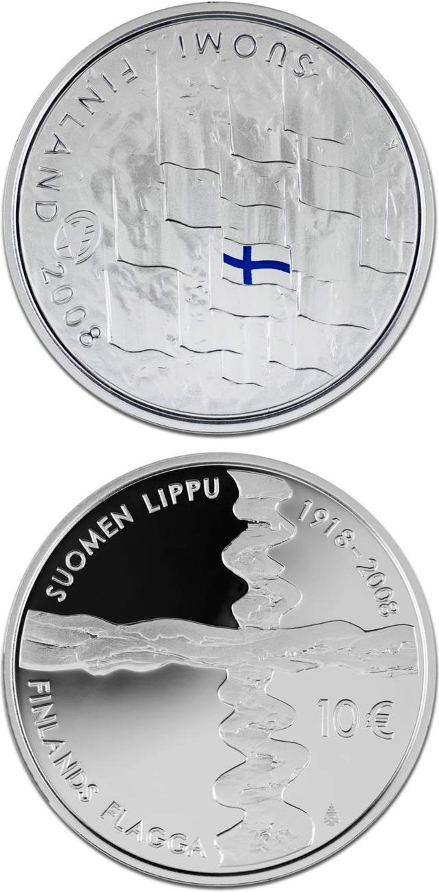 Image of 10 euro coin - Finnish flag  | Finland 2008