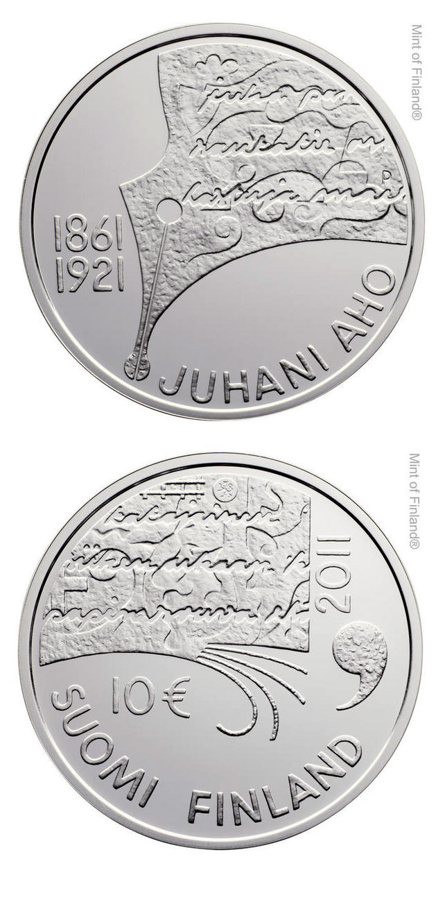 Image of 10 euro coin - Juhani Aho and Finnish Literature  | Finland 2011
