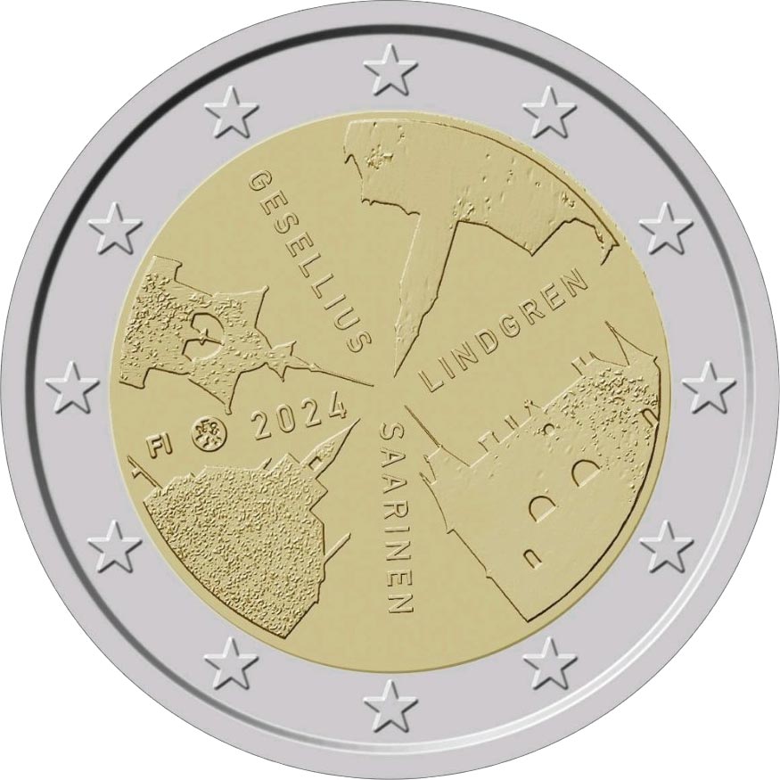 Image of 2 euro coin - Gesellius, Lindgren, Saarinen | Finland 2024