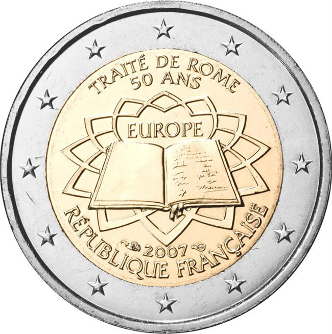Image of 2 euro coin - 50th Anniversary of the Treaty of Rome | France 2007