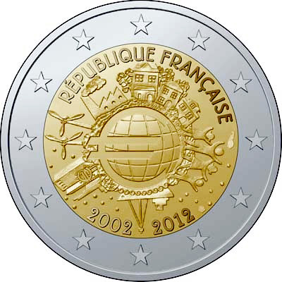 Image of 2 euro coin - Ten years of Euro  | France 2012