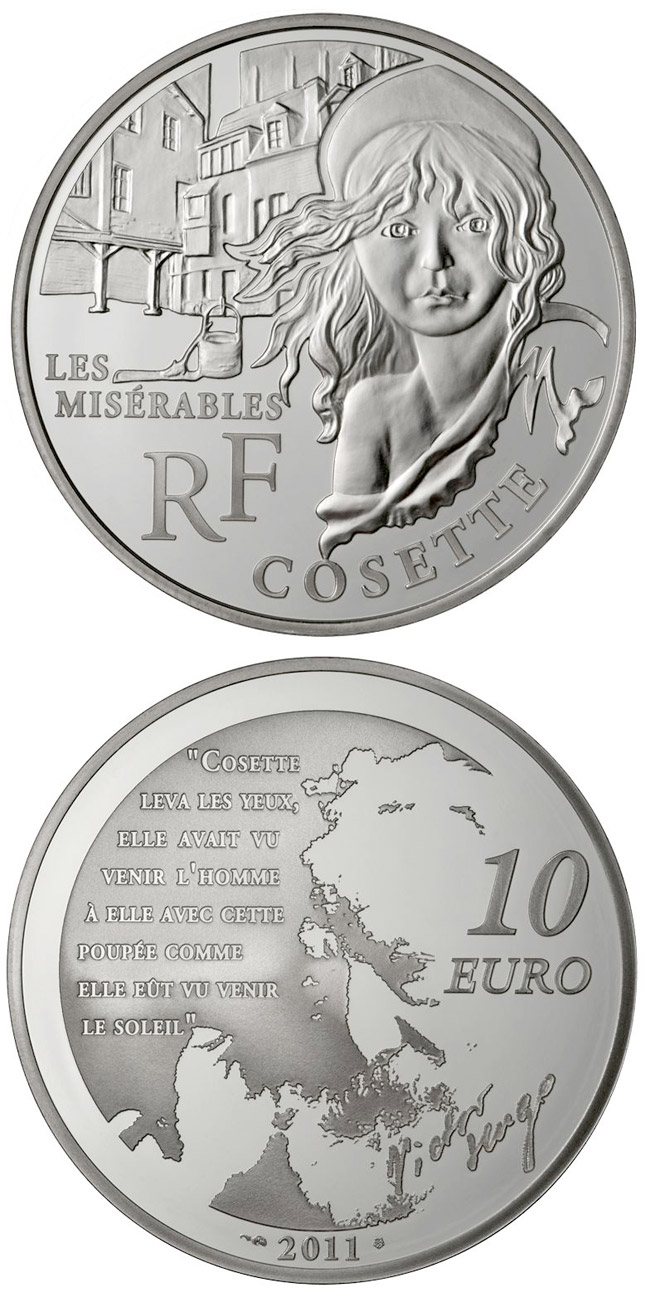 Image of 10 euro coin - Cosette | France 2011.  The Silver coin is of Proof quality.