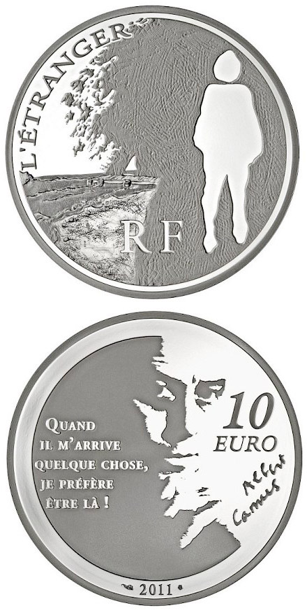 Image of 10 euro coin - L’Etranger | France 2011.  The Silver coin is of Proof quality.