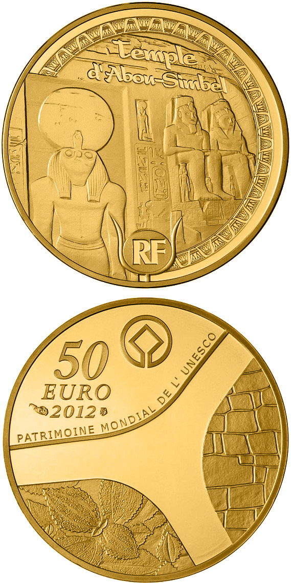 Image of 50 euro coin - Egyptian Heritage | France 2012.  The Gold coin is of Proof quality.