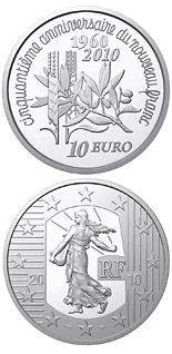 10 euro coin 50th Anniversary of the New Franc | France 2010