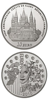 10 euro coin 100th anniversary of the Cluny Abbe | France 2010