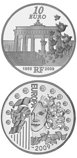 10 euro coin 20th anniversary of the Fall of the Berlin Wall  | France 2009