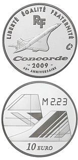 10 euro coin Cultural Heritage: 40th Anniversary of the First Flight of Concorde  | France 2009
