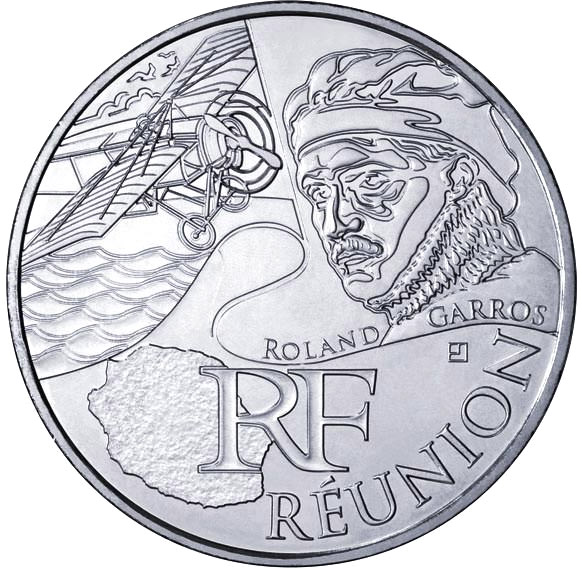 Image of 10 euro coin - Reunion (Roland Garros) | France 2012.  The Silver coin is of UNC quality.
