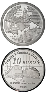 10 euro coin Paris North Station, Saint Pancras Station, the Channel Tunel | France 2013