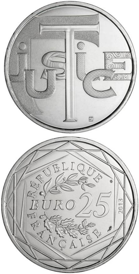 Image of 25 euro coin - Justice | France 2013