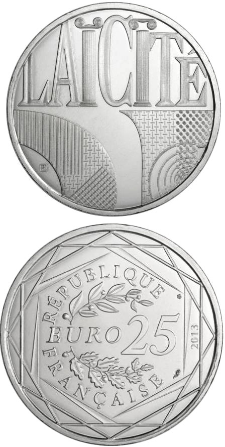 Image of 25 euro coin - Laïcité | France 2013