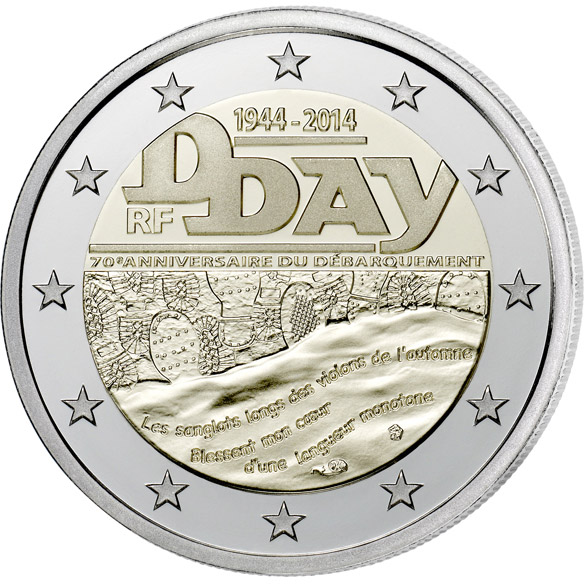 Image of 2 euro coin - 70th Anniversary of the D-Day | France 2014