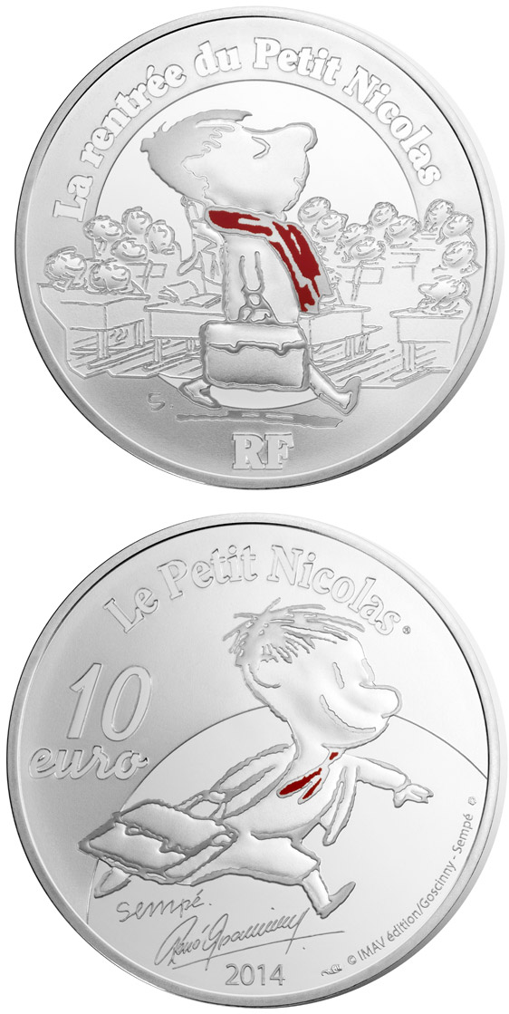 Image of 10 euro coin - Petit Nicolas | France 2014.  The Silver coin is of Proof quality.