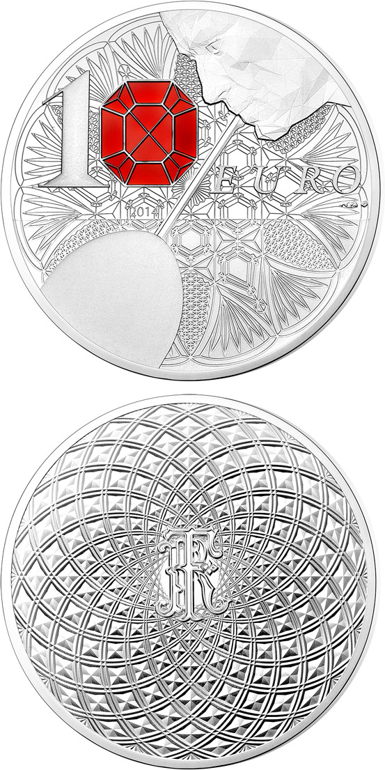 Image of 10 euro coin - Baccarat - French Excellency | France 2014.  The Silver coin is of Proof quality.
