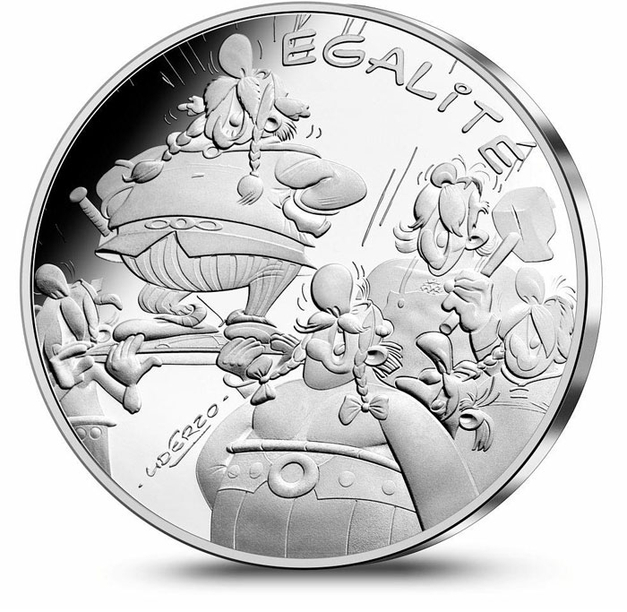 Image of 10 euro coin - Equality Group | France 2015.  The Silver coin is of UNC quality.