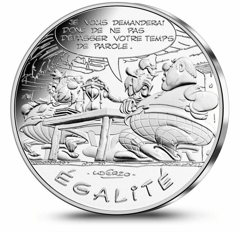 Image of 10 euro coin - Equality Speaking | France 2015.  The Silver coin is of UNC quality.