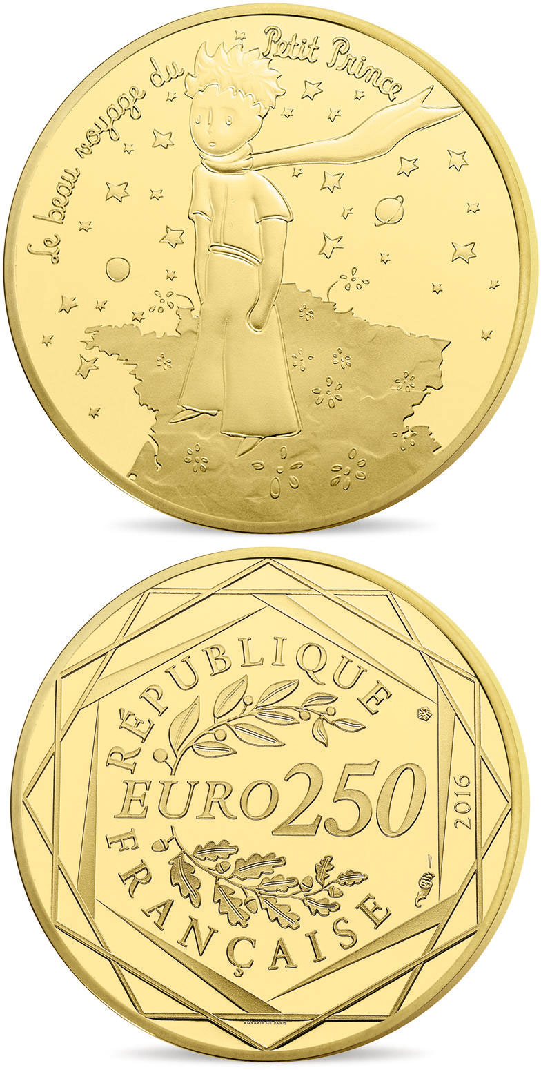 Image of 200 euro coin - The Little Prince's beautiful journey France  | France 2016.  The Gold coin is of BU quality.
