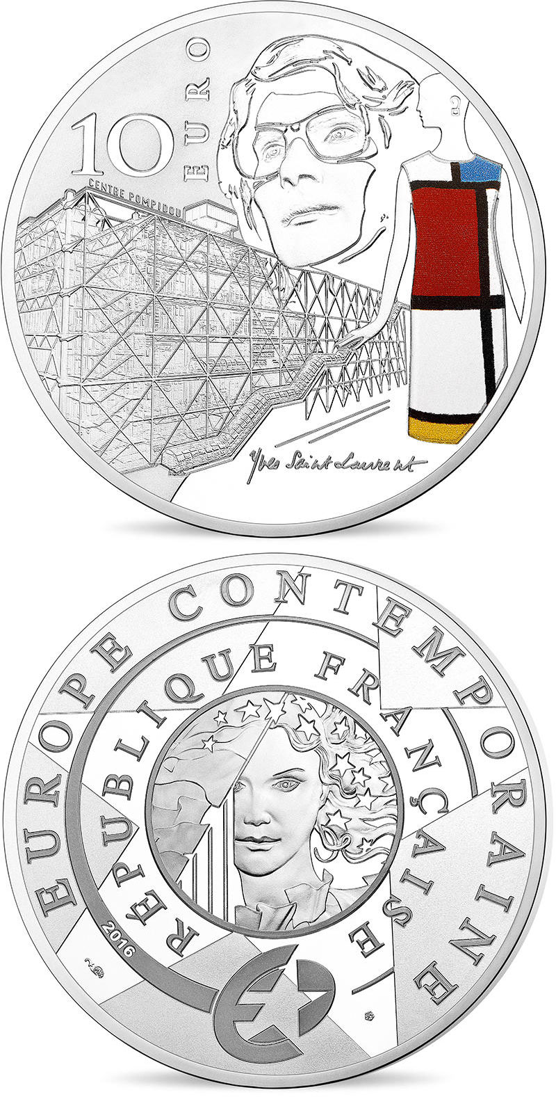 Image of 10 euro coin - Europa: Modern 20th Century  | France 2016.  The Silver coin is of Proof quality.