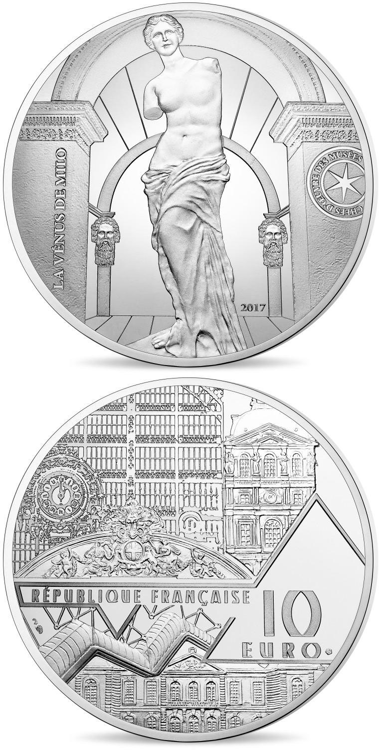 Image of 10 euro coin - Venus de Milo  | France 2017.  The Silver coin is of Proof quality.