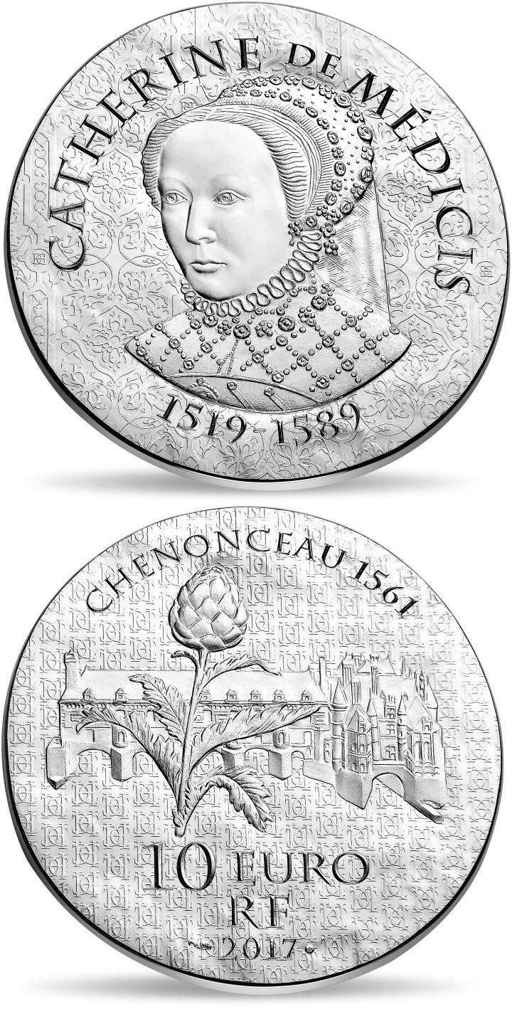 Image of 10 euro coin - Catherine de Medici  | France 2017.  The Silver coin is of Proof quality.