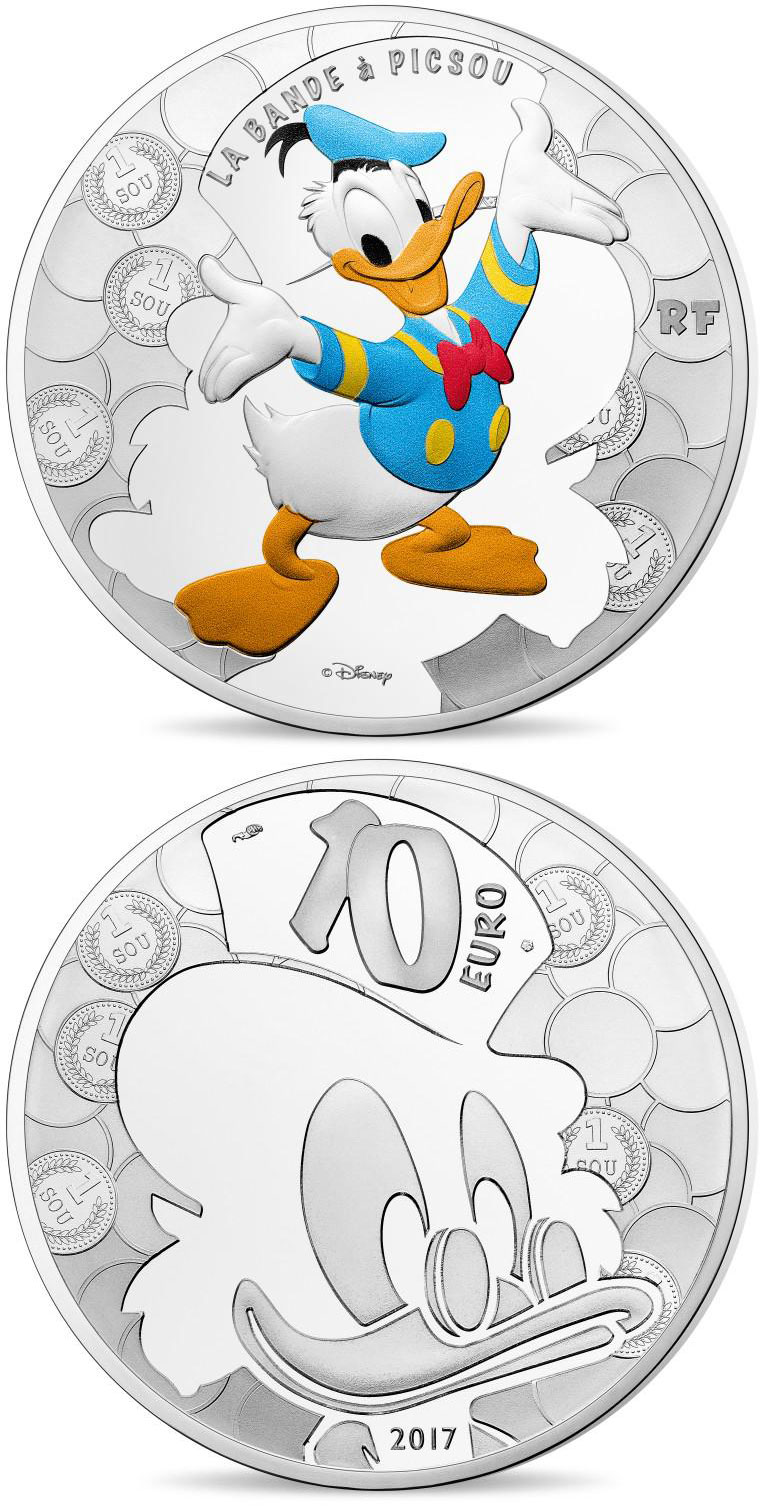 Image of 10 euro coin - Duck Tales | France 2017.  The Silver coin is of Proof quality.