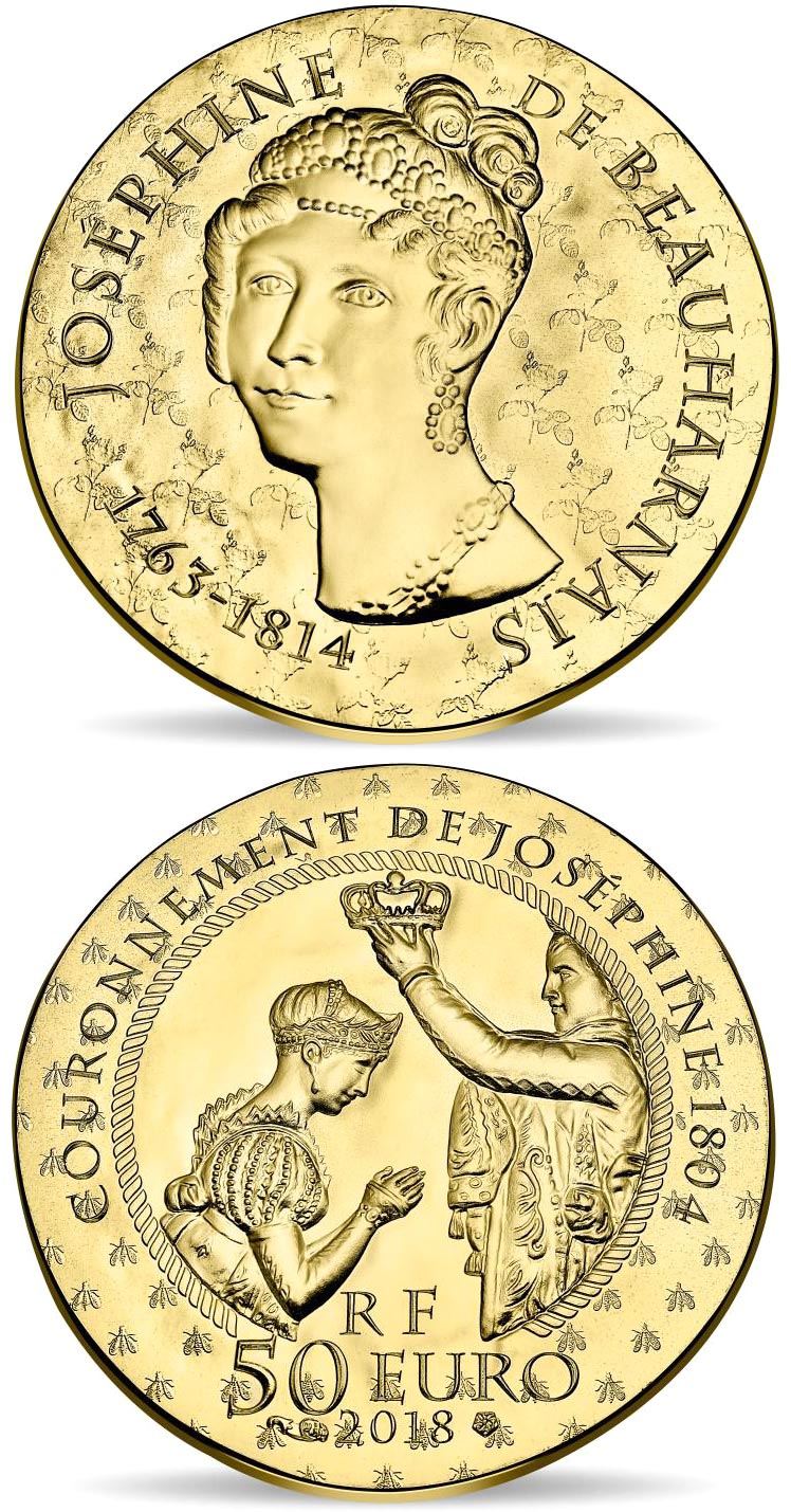 Image of 50 euro coin - Joséphine de Beauharnais | France 2018.  The Gold coin is of Proof quality.