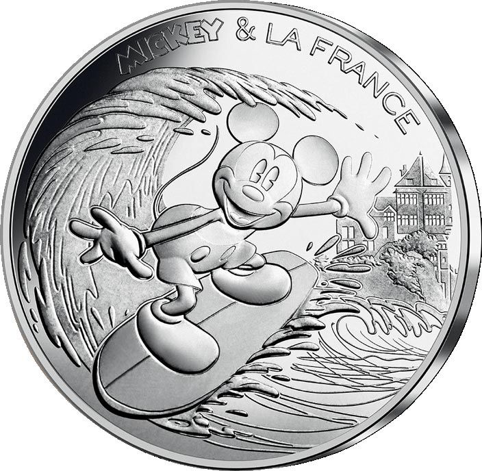 Image of 10 euro coin - Mickey et la France - New wave | France 2018.  The Silver coin is of UNC quality.