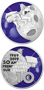 10 euro coin First Step on the Moon | France 2019